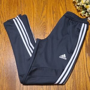 Adidas Athletic Pants with White Stripes - Zippered Leg Bottoms - Girl's Medium
